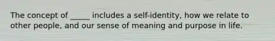 The concept of _____ includes a self-identity, how we relate to other people, and our sense of meaning and purpose in life.