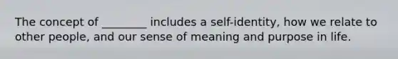 The concept of ________ includes a self-identity, how we relate to other people, and our sense of meaning and purpose in life.