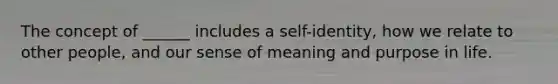 The concept of ______ includes a self-identity, how we relate to other people, and our sense of meaning and purpose in life.