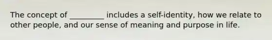 The concept of _________ includes a self-identity, how we relate to other people, and our sense of meaning and purpose in life.