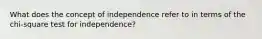 What does the concept of independence refer to in terms of the chi-square test for independence?