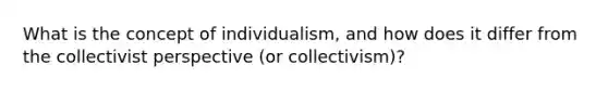 What is the concept of individualism, and how does it differ from the collectivist perspective (or collectivism)?