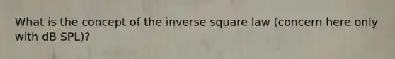 What is the concept of the inverse square law (concern here only with dB SPL)?