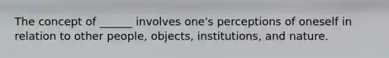 The concept of ______ involves one's perceptions of oneself in relation to other people, objects, institutions, and nature.