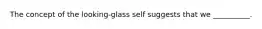 The concept of the looking-glass self suggests that we __________.