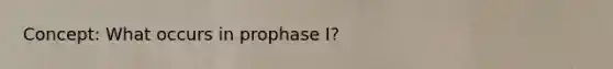 Concept: What occurs in prophase I?