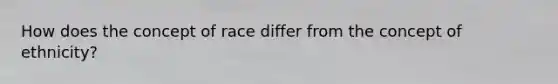 How does the concept of race differ from the concept of ethnicity?