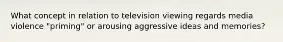 What concept in relation to television viewing regards media violence "priming" or arousing aggressive ideas and memories?