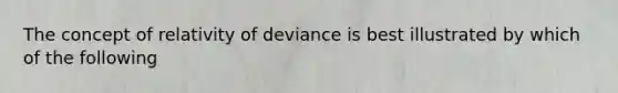 The concept of relativity of deviance is best illustrated by which of the following