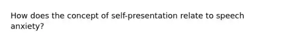 How does the concept of self-presentation relate to speech anxiety?