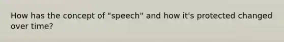 How has the concept of "speech" and how it's protected changed over time?