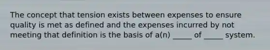 The concept that tension exists between expenses to ensure quality is met as defined and the expenses incurred by not meeting that definition is the basis of a(n) _____ of _____ system.