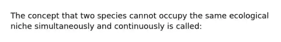 The concept that two species cannot occupy the same ecological niche simultaneously and continuously is called: