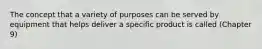 The concept that a variety of purposes can be served by equipment that helps deliver a specific product is called (Chapter 9)