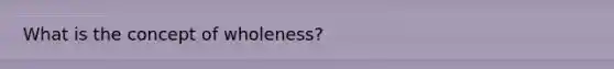 What is the concept of wholeness?