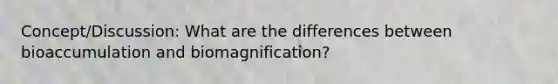 Concept/Discussion: What are the differences between bioaccumulation and biomagnification?