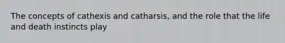 The concepts of cathexis and catharsis, and the role that the life and death instincts play