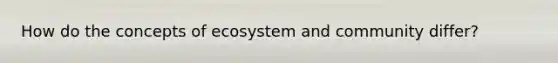 How do the concepts of ecosystem and community differ?
