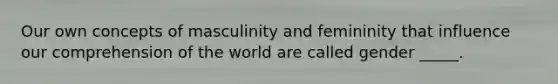 Our own concepts of masculinity and femininity that influence our comprehension of the world are called gender _____.