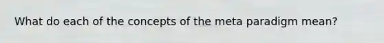 What do each of the concepts of the meta paradigm mean?
