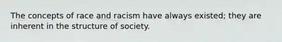 The concepts of race and racism have always existed; they are inherent in the structure of society.