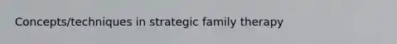 Concepts/techniques in strategic family therapy