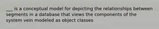 ___ is a conceptual model for depicting the relationships between segments in a database that views the components of the system vein modeled as object classes