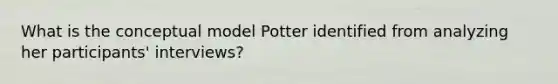 What is the conceptual model Potter identified from analyzing her participants' interviews?