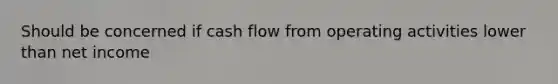 Should be concerned if cash flow from operating activities lower than net income