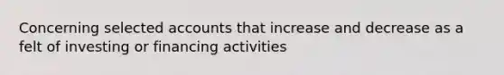 Concerning selected accounts that increase and decrease as a felt of investing or financing activities