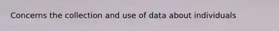 Concerns the collection and use of data about individuals