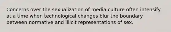 Concerns over the sexualization of media culture often intensify at a time when technological changes blur the boundary between normative and illicit representations of sex.