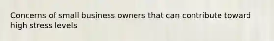 Concerns of small business owners that can contribute toward high stress levels