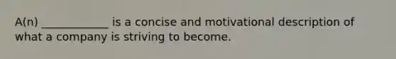 ​A(n) ____________ is a concise and motivational description of what a company is striving to become.