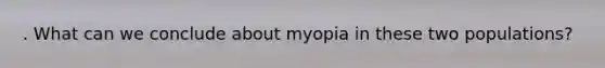 . What can we conclude about myopia in these two populations?