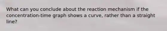 What can you conclude about the reaction mechanism if the concentration-time graph shows a curve, rather than a straight line?