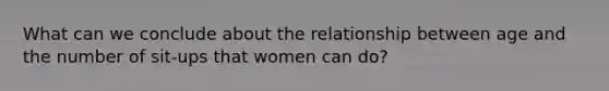 What can we conclude about the relationship between age and the number of sit-ups that women can do?