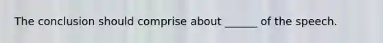 The conclusion should comprise about ______ of the speech.