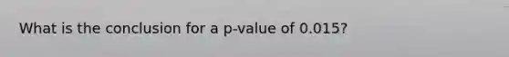 What is the conclusion for a​ p-value of 0.015​?