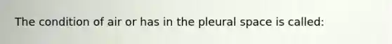 The condition of air or has in the pleural space is called: