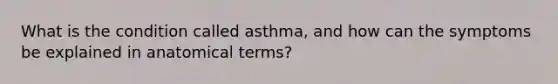 What is the condition called asthma, and how can the symptoms be explained in anatomical terms?