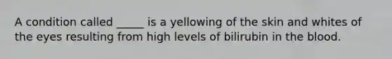 A condition called _____ is a yellowing of the skin and whites of the eyes resulting from high levels of bilirubin in <a href='https://www.questionai.com/knowledge/k7oXMfj7lk-the-blood' class='anchor-knowledge'>the blood</a>.