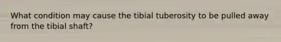 What condition may cause the tibial tuberosity to be pulled away from the tibial shaft?