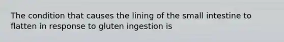 The condition that causes the lining of the small intestine to flatten in response to gluten ingestion is