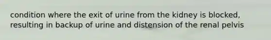 condition where the exit of urine from the kidney is blocked, resulting in backup of urine and distension of the renal pelvis