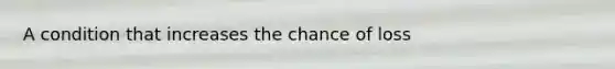 A condition that increases the chance of loss