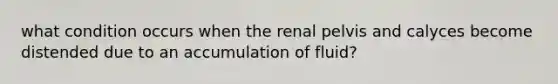 what condition occurs when the renal pelvis and calyces become distended due to an accumulation of fluid?