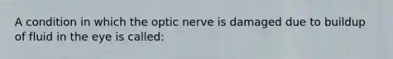 A condition in which the optic nerve is damaged due to buildup of fluid in the eye is called: