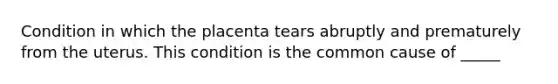 Condition in which the placenta tears abruptly and prematurely from the uterus. This condition is the common cause of _____