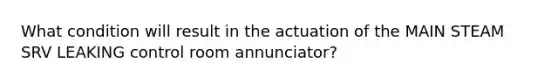 What condition will result in the actuation of the MAIN STEAM SRV LEAKING control room annunciator?